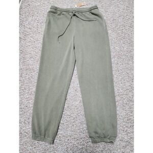 C&C California L Sunwashed Green Sweatpants French Terry Drawstring  Joggers NWT